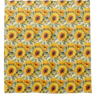 Watercolor Zonnebloemen in de stijl van Van Gogh Douchegordijn