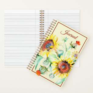 Watercolor zonnebloemen journaal notitieboek