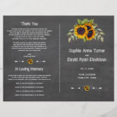 Watercolor Zonnebloemen Krijtbord Huwelijksprogram Flyer (Voorkant)