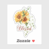 Watercolor zonnebloemen met aangepaste tekst sticker (Vel)