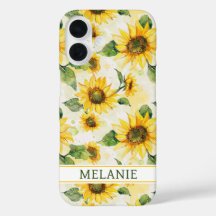 Watercolor Zonnebloemen met Initialen