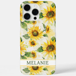 Watercolor Zonnebloemen Monogram iPhone 16 Pro Max Hoesje