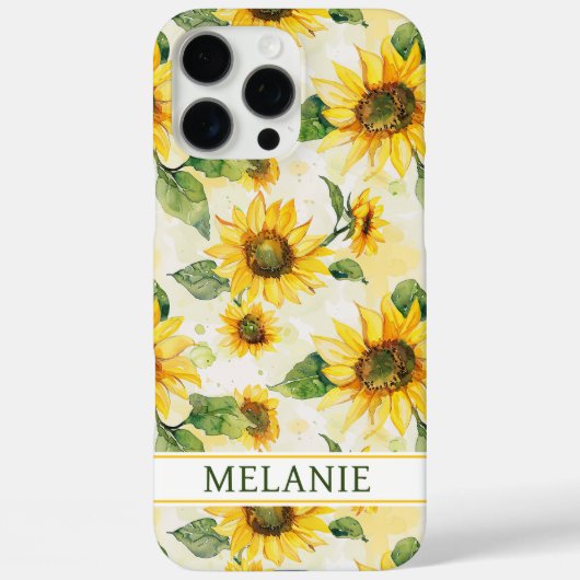 Watercolor Zonnebloemen Monogram Case-Mate iPhone Case (Achterkant)