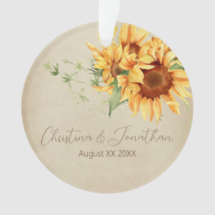 Watercolor zonnebloemen op vervaagd perkament ornament