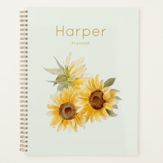 Watercolor Zonnebloemen Persoonlijk Planner (Voorkant)