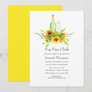 Watercolor Zonnebloemen Pop Fizz Clink Bruiloftsfe Kaart