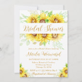 Watercolor Zonnebloemen Rand Frame Bruidsdouche Kaart (Voorkant)