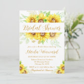 Watercolor Zonnebloemen Rand Frame Bruidsdouche Kaart (Staand voorkant)