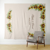 Watercolor Zonnebloemen Trouwfoto Achtergrond Wandkleed (In Situ (horizontaal))