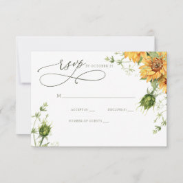 Watercolor Zonnebloemen Tuin Bloemige Trouwdag RSVP Kaartje