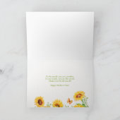 Watercolor Zonnebloemen Vlinders Moederdag Feestdagen Kaart (Binnen)