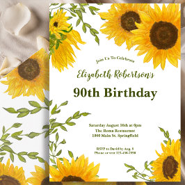 Watercolor Zonnebloemen Vrouwen 90ste Verjaardag Kaart