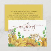 Watercolor zonnebloemen wensput. Rustieke bruiloft Informatiekaartje (Voorkant / Achterkant)