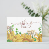 Watercolor zonnebloemen wensput. Rustieke bruiloft Informatiekaartje (Staand voorkant)