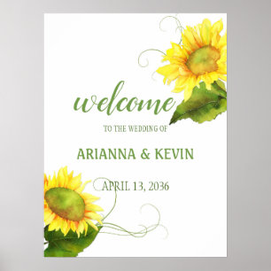 Watercolor Zonnebloemen Wijngaard Bruiloft Poster