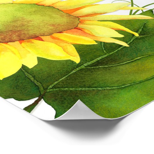 Watercolor Zonnebloemen Wijngaard Trouwdag Poster (Hoek)