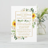 Watercolor Zonnebloemen Witte Bloem Bruiloft Feest Kaart (Staand voorkant)