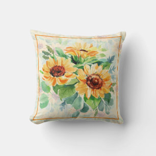 Watercolor zonnebloemen Worp Kussen