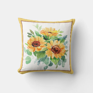 Watercolor zonnebloemen Worp Kussen