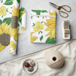 Watercolor Zonnebloempatroon Cadeaupapier