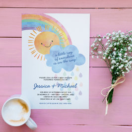 Watercolor Zonneschijn en Regenboog Baby Shower Kaart