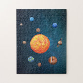 Watercolor Zonnestelsel Planeten Zon aarde Legpuzzel (Verticaal)