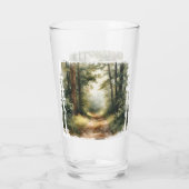 Watercolor Zonnig Bospad Schilderij Glas (Achterkant)