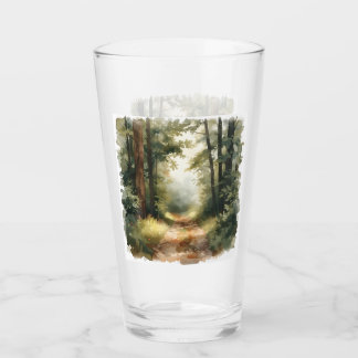 Watercolor Zonnig Bospad Schilderij Glas