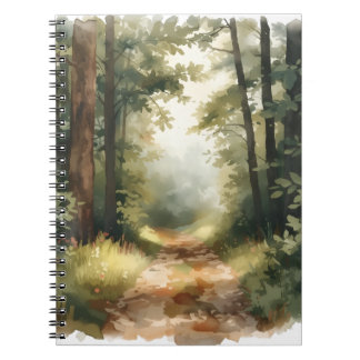 Watercolor Zonnig Bospad Schilderij Notitieboek