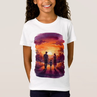 Watercolor Zonsondergang Familie Wandeling – Silho T-shirt