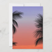 Watercolor zonsondergang palmstrand bruiloft save the date (Achterkant)