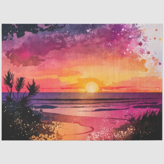 Watercolor Zonsondergang Serie Design 10 Tissuepapier (Voorkant)