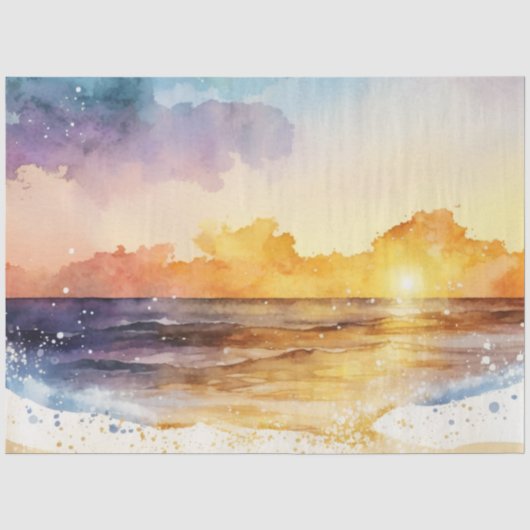Watercolor Zonsondergang Serie Design 2 Tissuepapier (Voorkant)