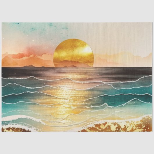 Watercolor Zonsondergang Serie Design 6 Tissuepapier (Voorkant)