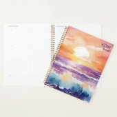 Watercolor Zonsondergang Surf Monogram  Planner (Display)