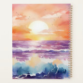Watercolor Zonsondergang Surf Monogram  Planner (Achterkant)