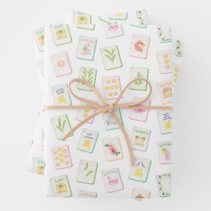 Watercolor Zuidelijke Zomer Mahjong Inpakpapier Vel