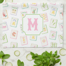 Watercolor Zuidelijke Zomer Mahjong Tegels Monogra