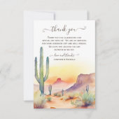Watercolor Zuidwestelijke Woestijn en Cactus Bruil Bedankkaart (Voorkant)