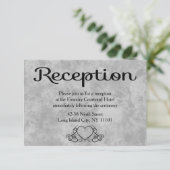 Watercolor Zwart & Grijs Hartjes Trouwreceptie Kaart (Staand voorkant)