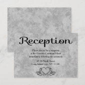 Watercolor Zwart & Grijs Hartjes Trouwreceptie Kaart (Voorkant / Achterkant)