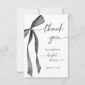 Watercolor Zwart Koket Strik Bruidsdouche Bedankkaart (Voorkant)