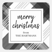 Watercolor Zwart Wit Tartan Kerstmis Naam 