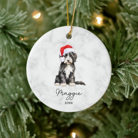 Watercolor Zwart Witte Fantasie Goldendoodle Keramisch Ornament (Boom)