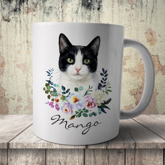 Watercolor Zwart-Witte Kat Koffiemok