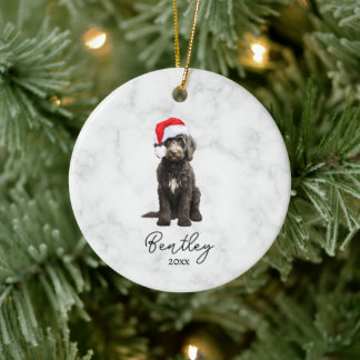 Watercolor Zwart-Witte Tuxedo Goldendoodle Keramisch Ornament