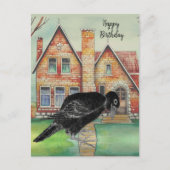 Watercolor Zwarte Kraai Huisschrift Naam | Briefkaart (Voorkant)