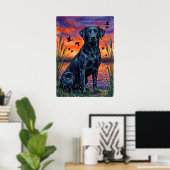 Watercolor Zwarte Labrador Marsh Poster (Thuiskantoor)
