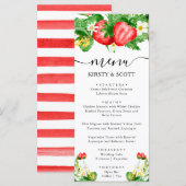 Watercoloraardbeien en witte bloemen bruiloft menu (Voorkant / Achterkant)