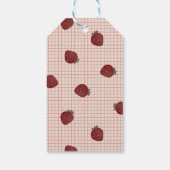 Watercoloraardbeien op roze raster - Valentijn Cadeaulabel (Achterkant)